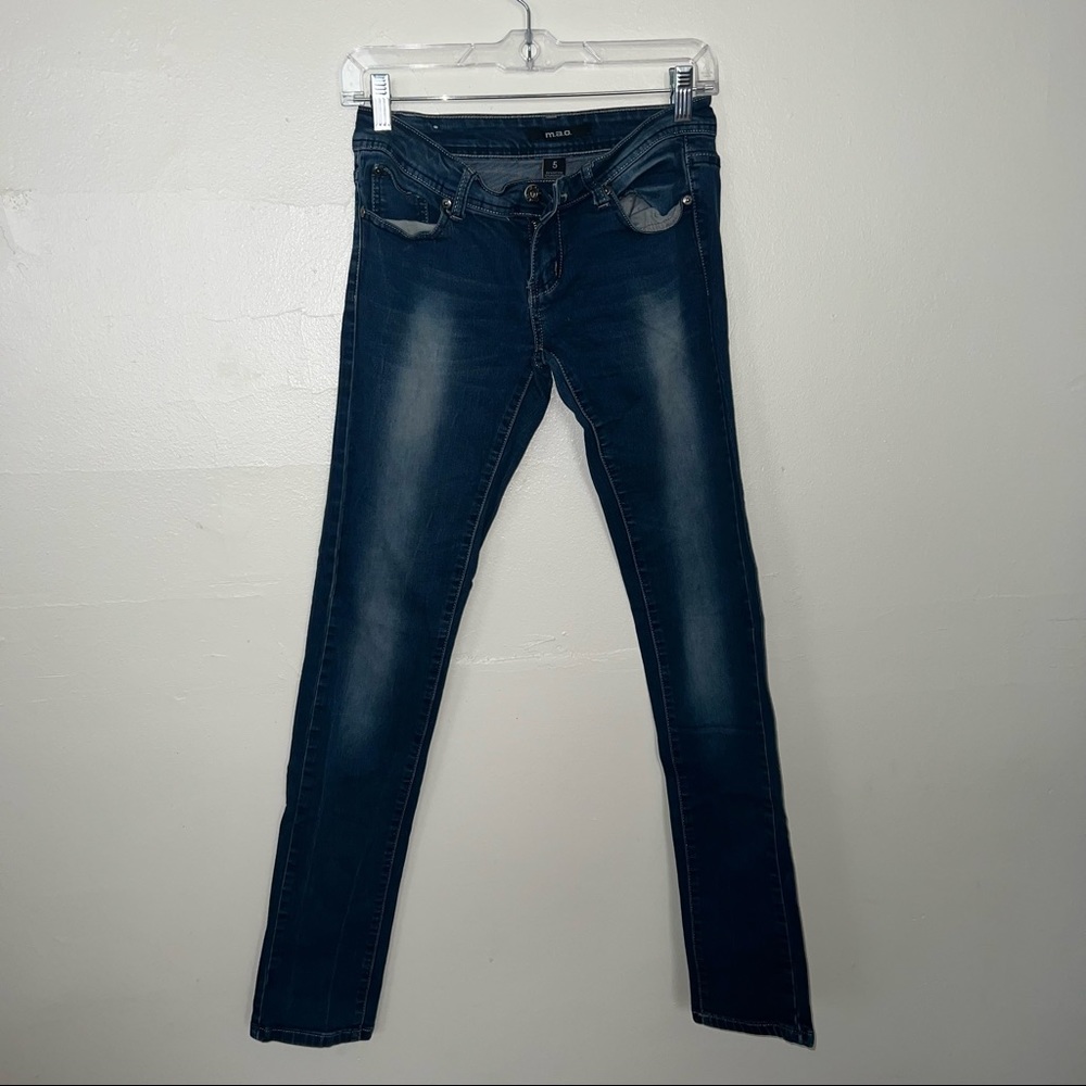 M.A.O Women's Blue Jean with acid wash color size 5